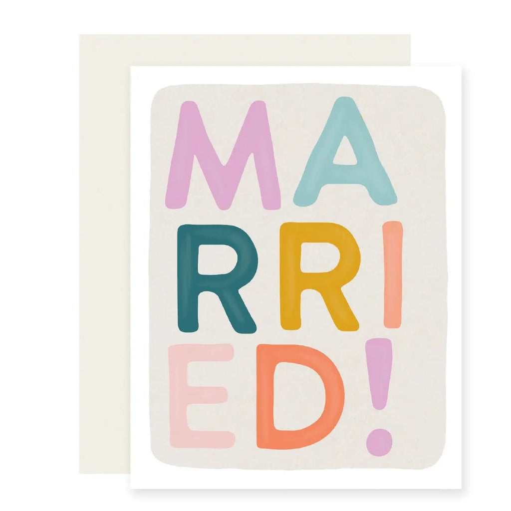 Married Block Letters Wedding Card Slightly Stationery Cards - Love - Wedding