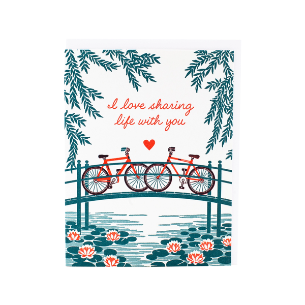 Bridge With Bikes Love Card Smudge Ink Cards - Any Occasion