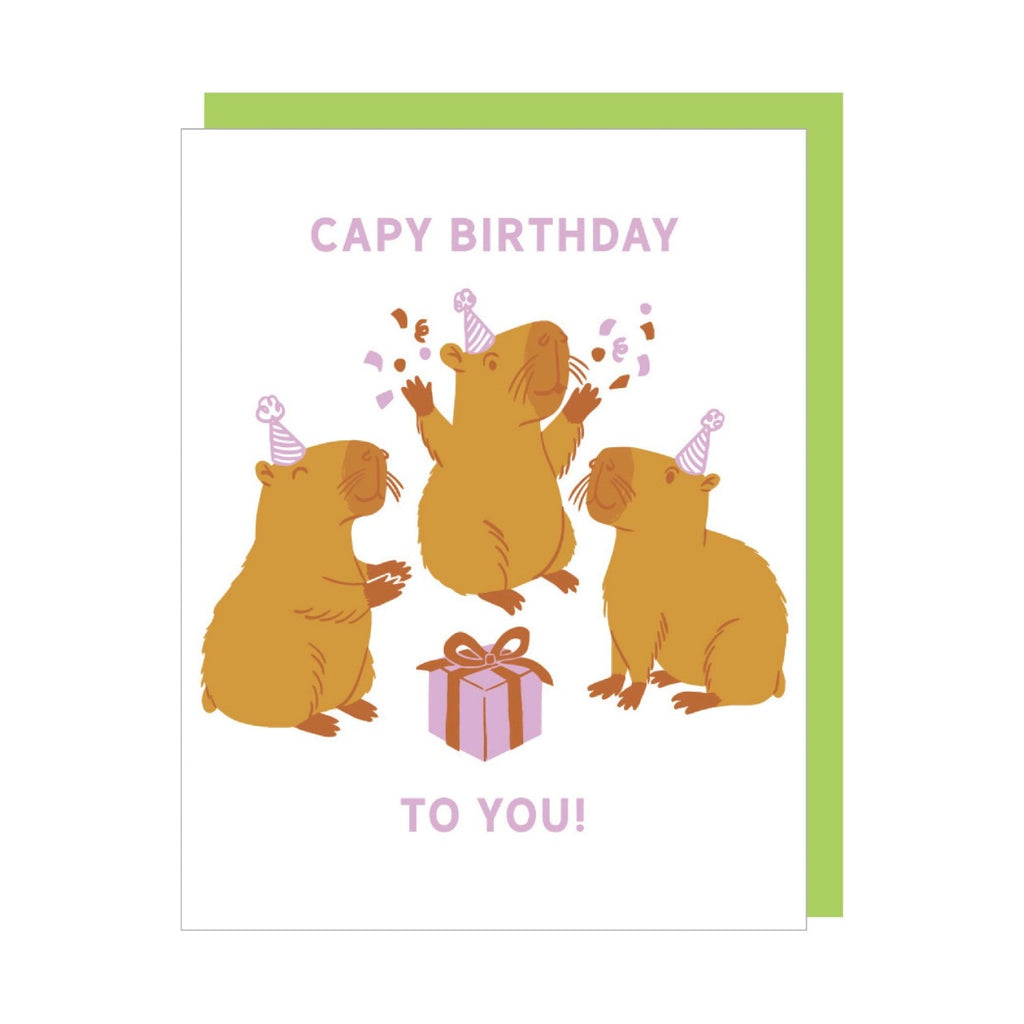 Capybara Party Birthday Card Smudge Ink Cards - Birthday
