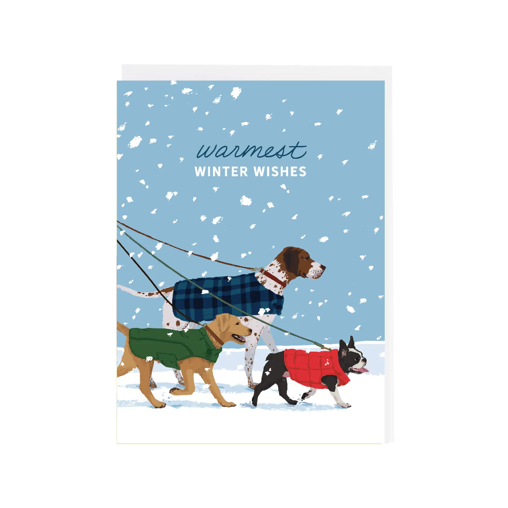 Dog Walk Christmas Card - Set Of 10 Smudge Ink Cards - Boxed Cards - Holiday - Christmas