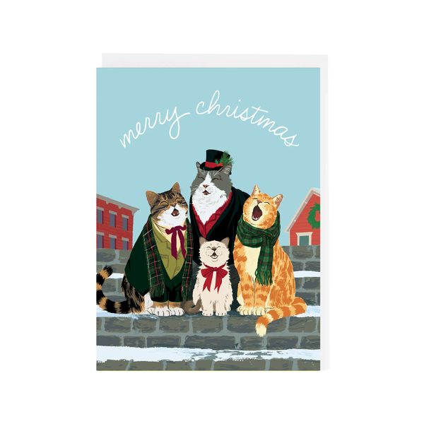 Caroling Cats Christmas Card Smudge Ink Cards - Holiday - Christmas