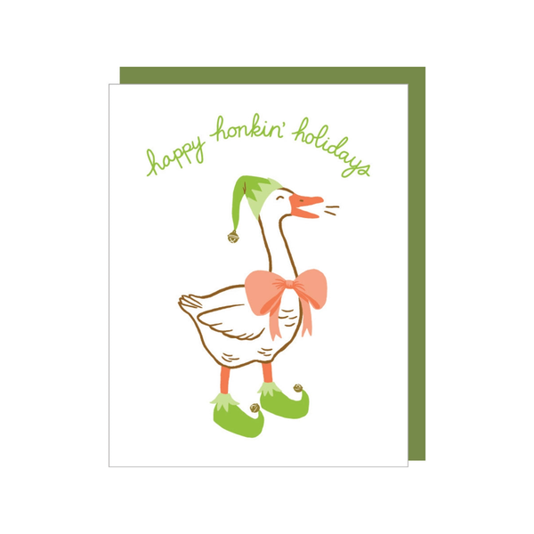 Elfin Goose Christmas Card Smudge Ink Cards - Holiday - Christmas