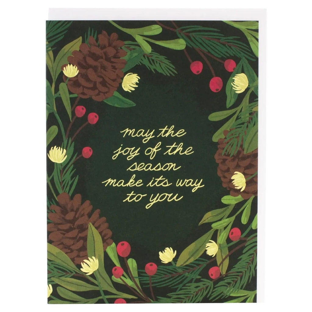 Pinecone Wreath Christmas Card Smudge Ink Cards - Holiday - Christmas
