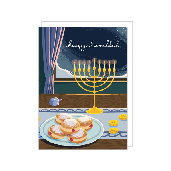 Sweet Treats And Glowing Lights Hanukkah Card Smudge Ink Cards - Holiday - Hanukkah