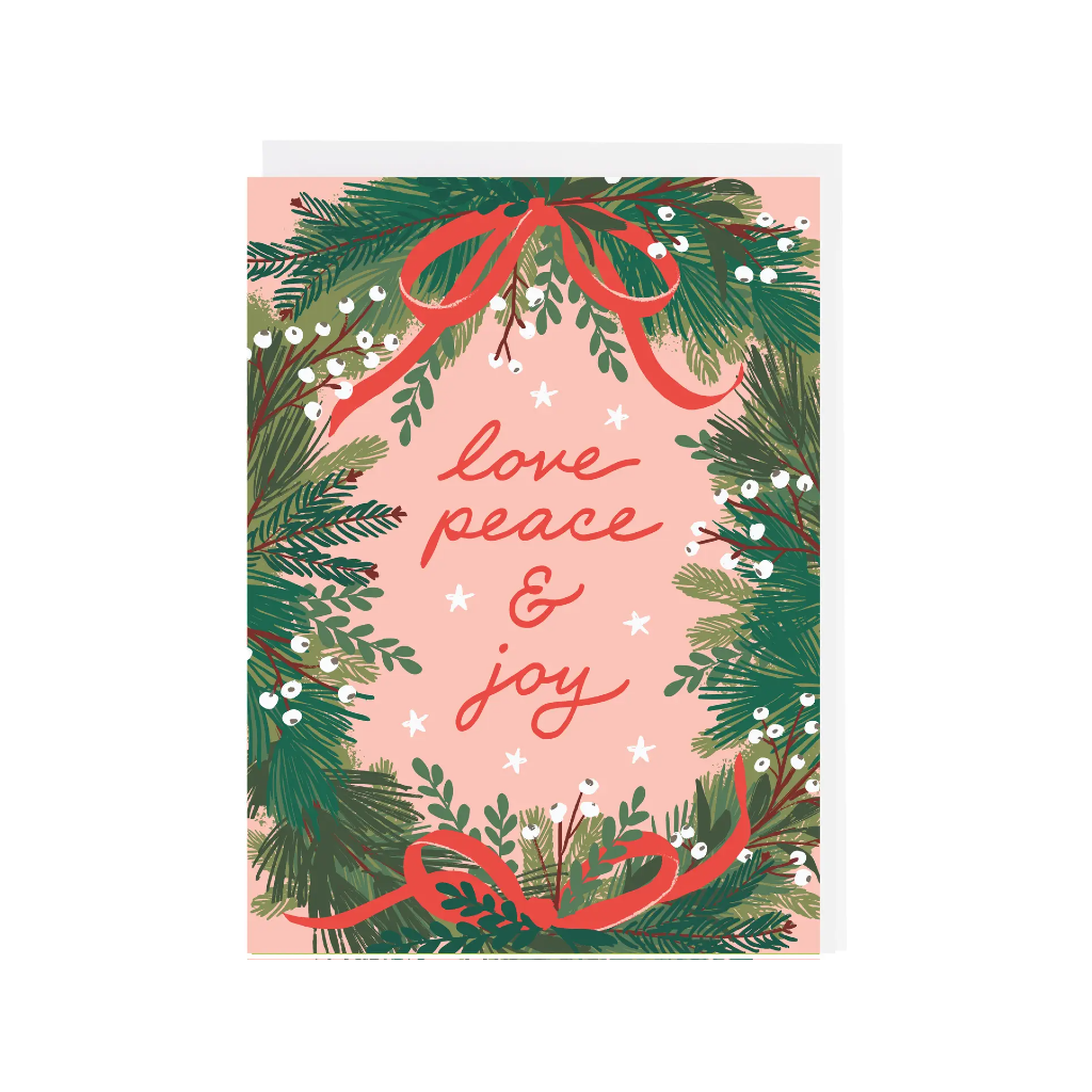 Love Wreath Holiday Card Smudge Ink Cards - Holiday - Happy Holidays