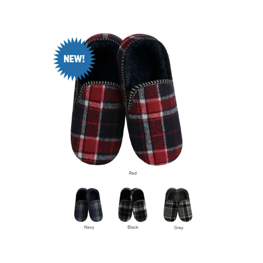 Black / SM Alpine Plaid Snoozies - Mens Snoozies Apparel & Accessories - Socks - Slippers - Adult - Mens