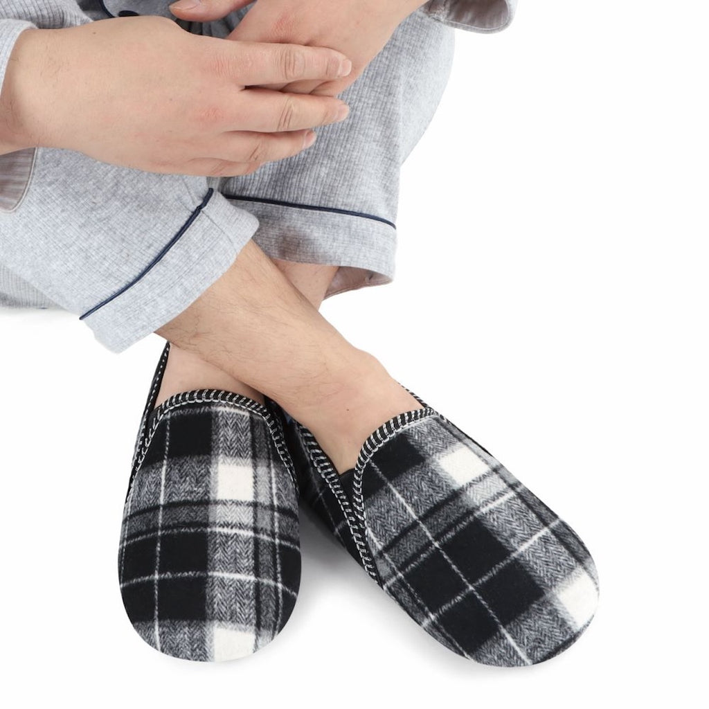 Black / SM Alpine Plaid Snoozies Slippers - Mens Snoozies Apparel & Accessories - Socks - Slippers - Adult - Mens