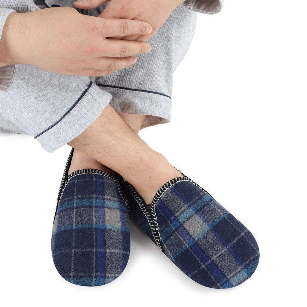 Blue / SM Alpine Plaid Snoozies Slippers - Mens Snoozies Apparel & Accessories - Socks - Slippers - Adult - Mens