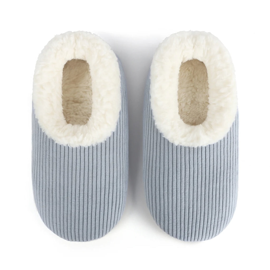 Ashley Blue / SM Solid Corduroy Snoozies Slipper With Memory Foam Sole - Womens Snoozies Apparel & Accessories - Socks - Slippers - Adult - Womens