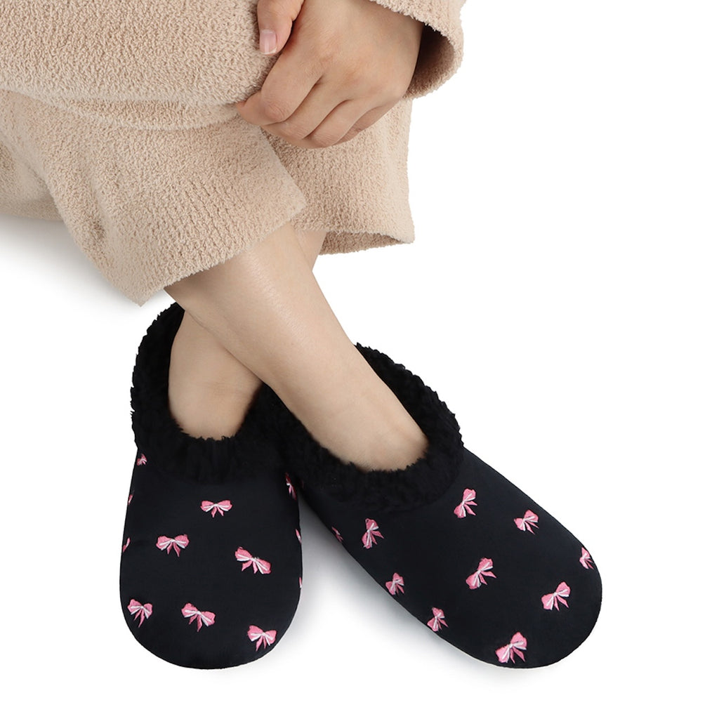 Black / SM Embroidered Bow-Utiful Snoozies Slipper With Memory Foam Sole - Womens Snoozies Apparel & Accessories - Socks - Slippers - Adult - Womens