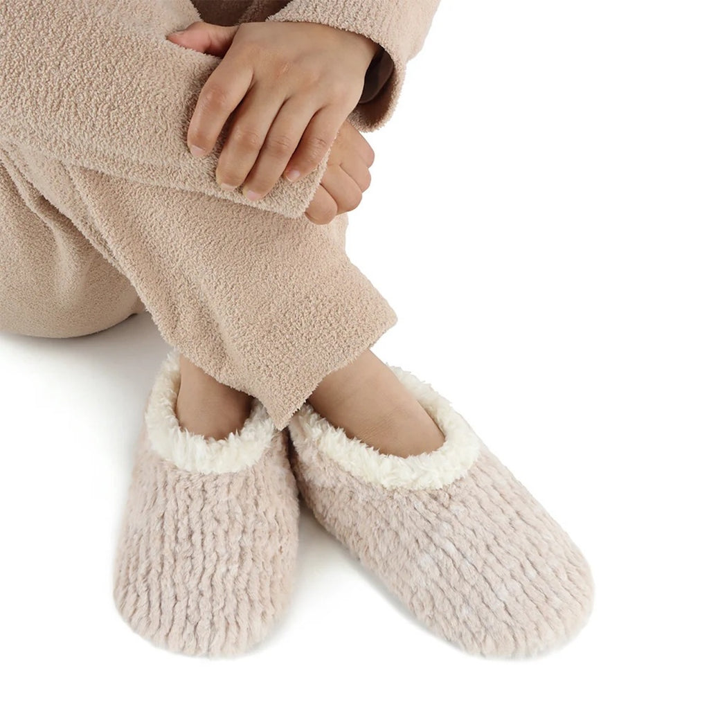 Oatmeal / SM Teddy Bear Fur Snoozies Slippers - Womens Snoozies Apparel & Accessories - Socks - Slippers - Adult - Womens