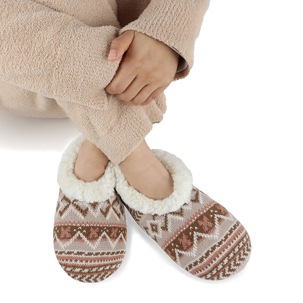 Tan / SM Fairisle Snoozies Slippers - Womens Snoozies Apparel & Accessories - Socks - Slippers - Adult - Womens