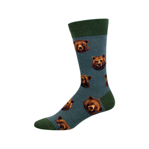 Grizzly Face Crew Socks - Mens Socksmith Apparel & Accessories - Socks - Adult - Mens