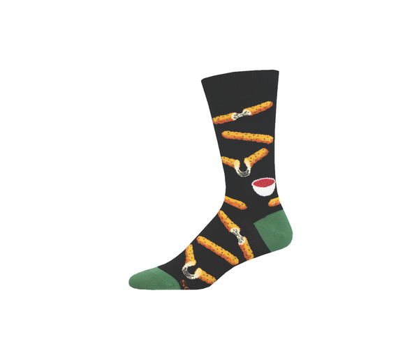 MENS SSD SOCKS CREW MOZZARELLA STICKS BLACK Socksmith Apparel & Accessories - Socks - Adult - Mens