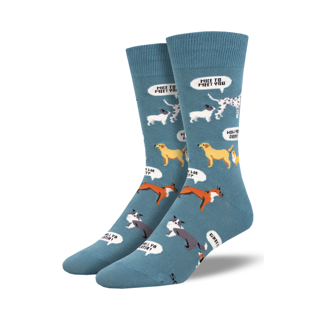 New Dog, Who Dis? Crew Socks - Blue - Mens Socksmith Apparel & Accessories - Socks - Adult - Mens