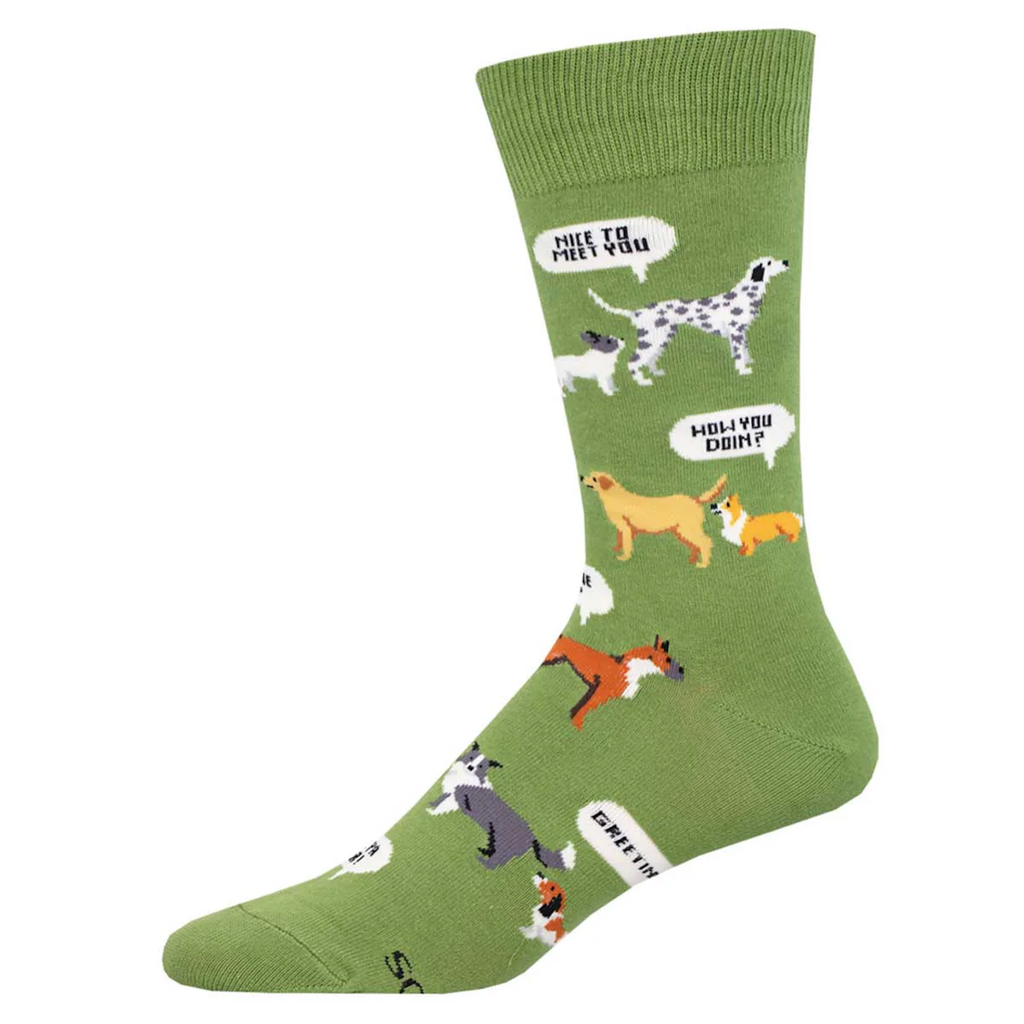 New Dog, Who Dis? Crew Socks - Green - Mens Socksmith Apparel & Accessories - Socks - Adult - Mens