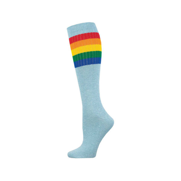 High Roller Blue Heather Rain Stripe Knee High Socks - Unisex Socksmith Apparel & Accessories - Socks - Adult - Unisex