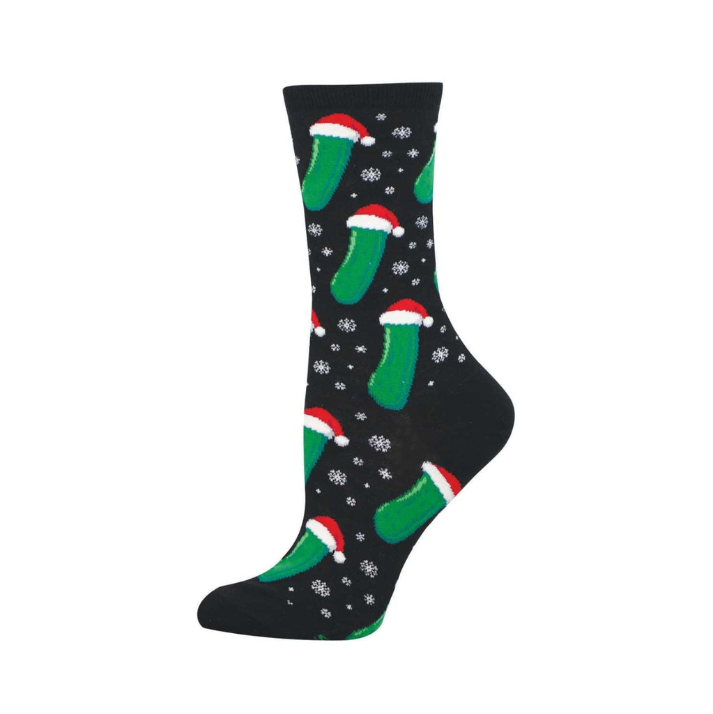 Christmas Pickle Black Crew Socks - Womens Socksmith Apparel & Accessories - Socks - Adult - Womens