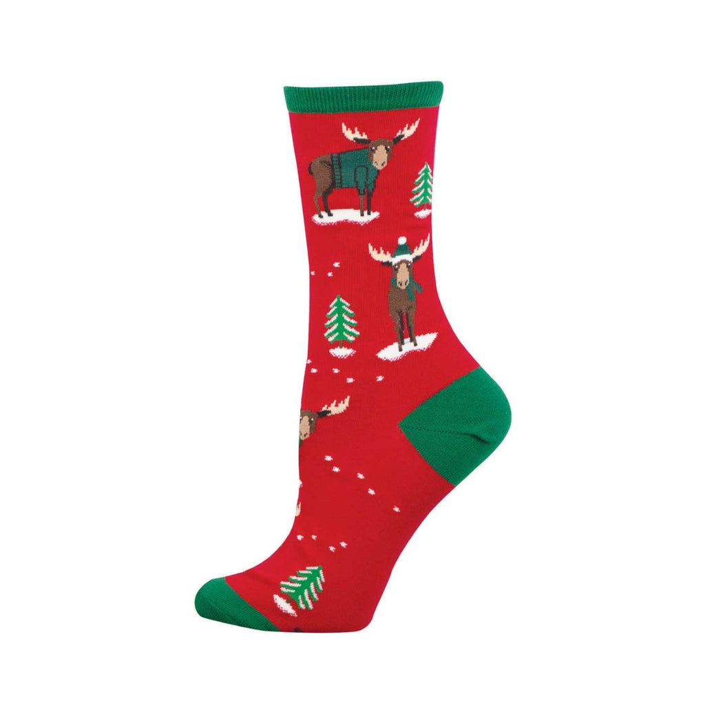 Christmoose Red Crew Socks - Womens Socksmith Apparel & Accessories - Socks - Adult - Womens