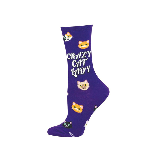 Crazy Cat Lady Crew Socks - Womens Socksmith Apparel & Accessories - Socks - Adult - Womens