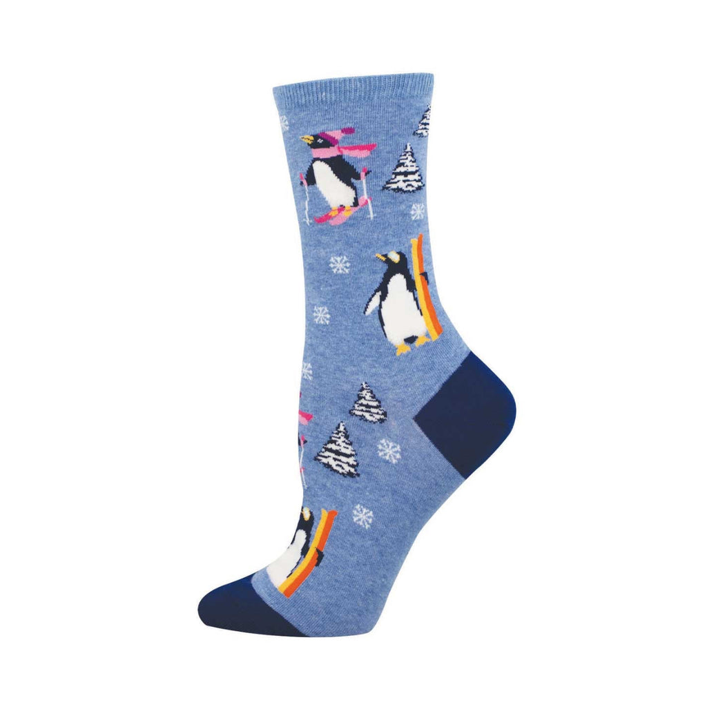 Downhill Penguins Blue Heather Crew Socks - Womens Socksmith Apparel & Accessories - Socks - Adult - Womens