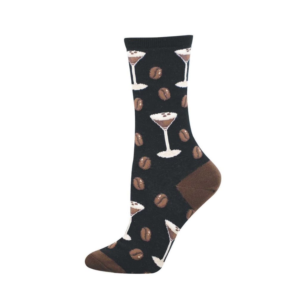 Espresso Martini Black Crew Socks - Womens Socksmith Apparel & Accessories - Socks - Adult - Womens