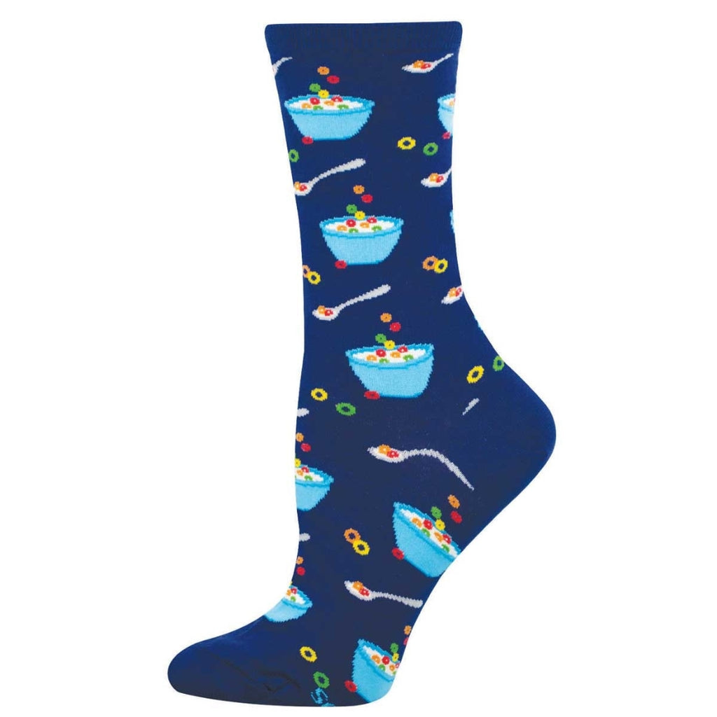 Fruity Cereal Navy Crew Socks - Womens Socksmith Apparel & Accessories - Socks - Adult - Womens