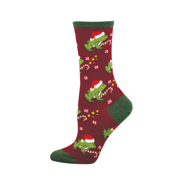 Hoppy Holidays Burgundy Crew Socks - Womens Socksmith Apparel & Accessories - Socks - Adult - Womens