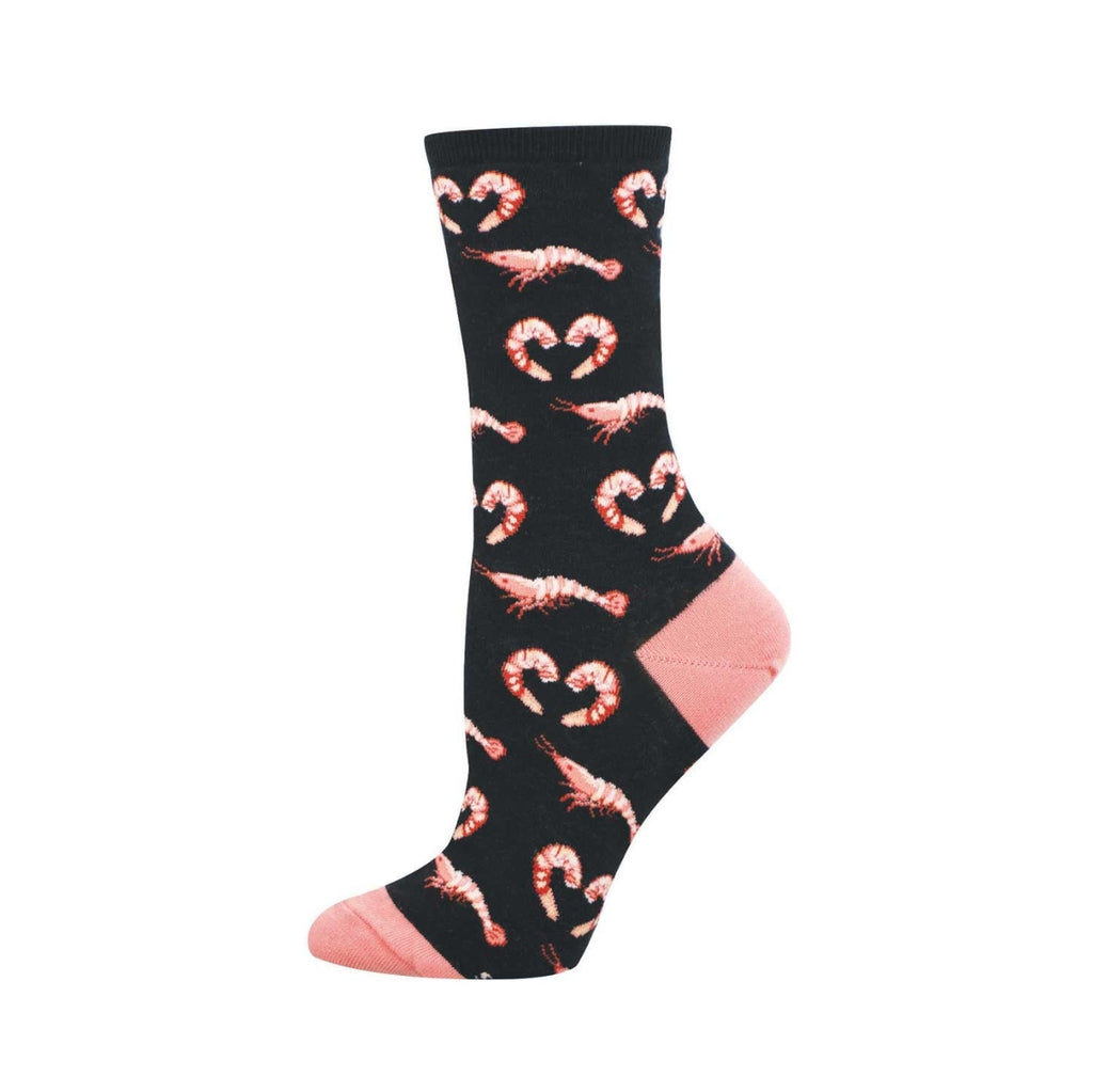 Shrimply Love Black Crew Socks - Womens Socksmith Apparel & Accessories - Socks - Adult - Womens