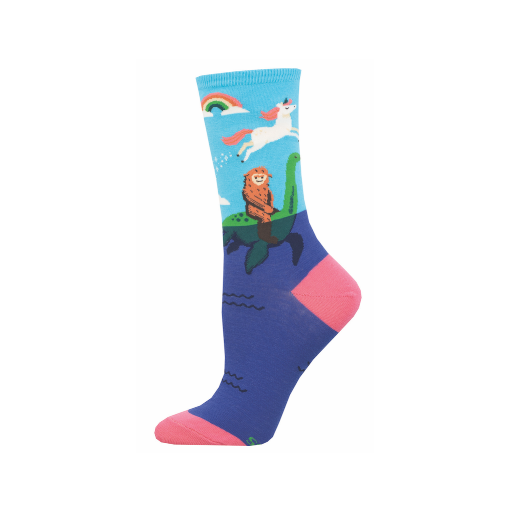 SSD SOCKS WOMENS CREW MYTHICAL MANNERS BLUE Socksmith Apparel & Accessories - Socks - Adult - Womens