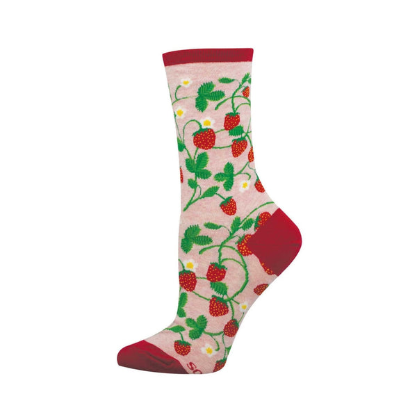 Strawberry Vines Pink Heather Crew Socks - Womens Socksmith Apparel & Accessories - Socks - Adult - Womens