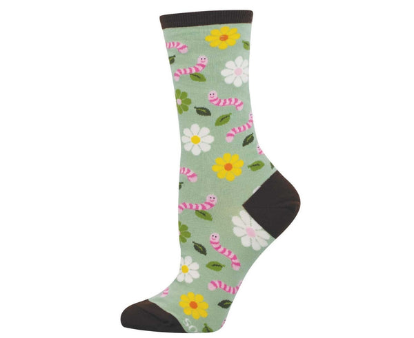 Wiggly Worm Green Crew Socks - Womens Socksmith Apparel & Accessories - Socks - Adult - Womens