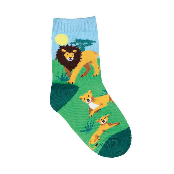 4-7 YRS LOUNGING LIONS Crew Socks - Kids Socksmith Apparel & Accessories - Socks - Baby & Kids - Kids