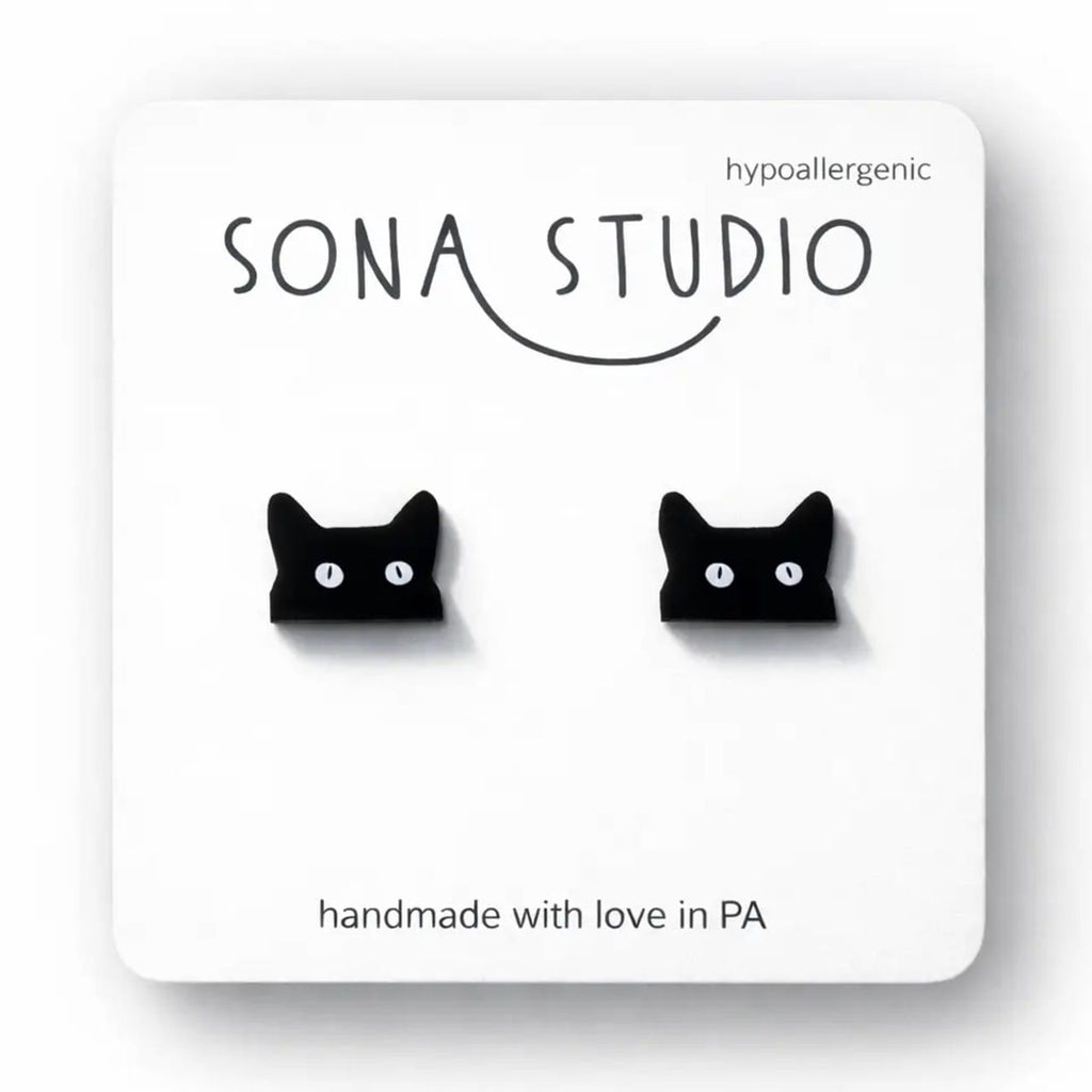 Black Cat Creepin' Earrings Sona Studio Jewelry - Earrings