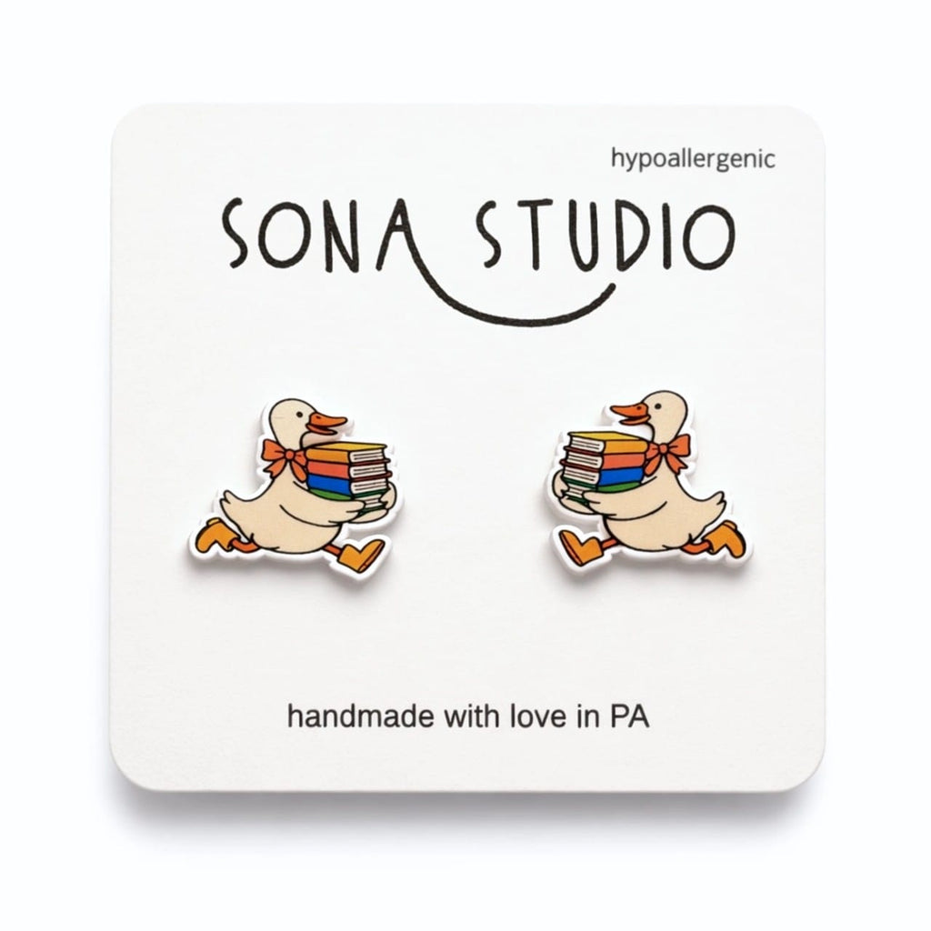 Book Goose Earrings Sona Studio Jewelry - Earrings