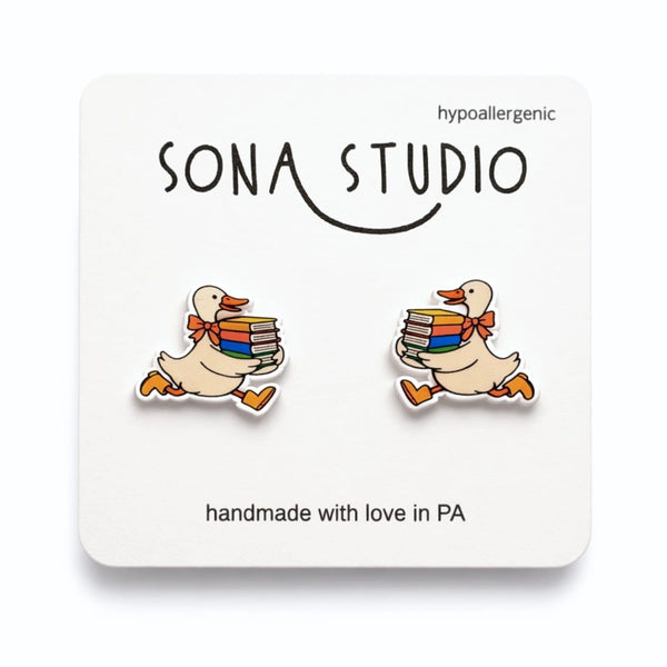 Book Goose Earrings Sona Studio Jewelry - Earrings