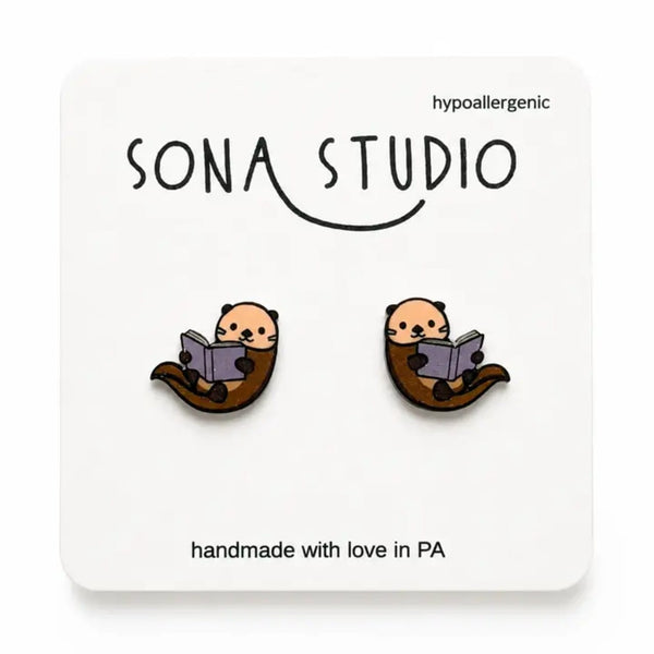 Bookish Otter Earrings Sona Studio Jewelry - Earrings