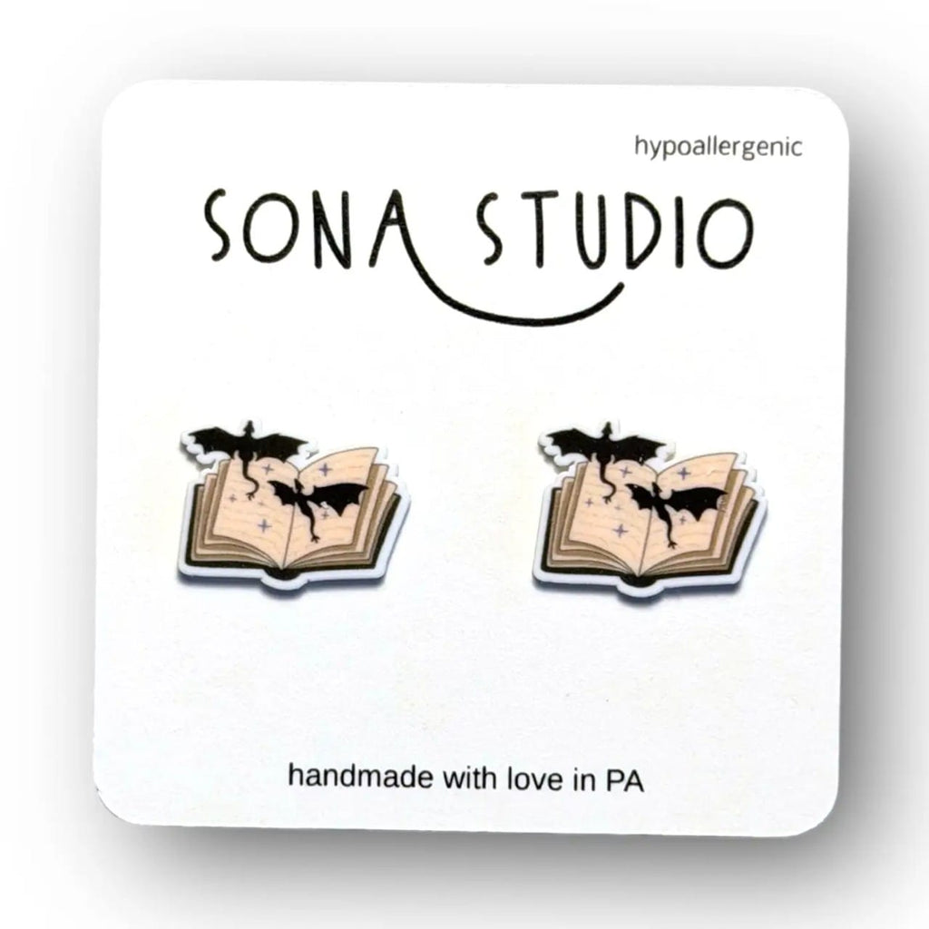 Books & Dragons Earrings Sona Studio Jewelry - Earrings