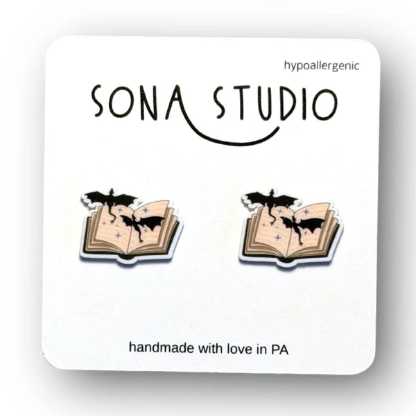Books & Dragons Earrings Sona Studio Jewelry - Earrings