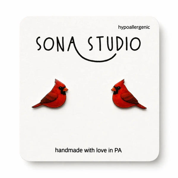 Cardinal Bird Earrings Sona Studio Jewelry - Earrings