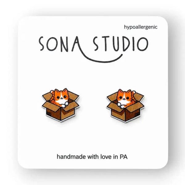 Kitty Box Earrings Sona Studio Jewelry - Earrings