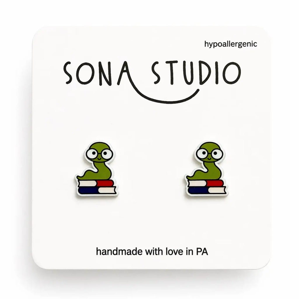 Little Book Worm Earrings Sona Studio Jewelry - Earrings