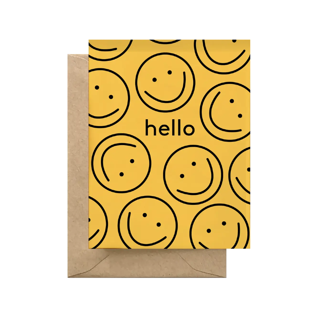 Hello Smiley Face Pattern Blank Card Spaghetti & Meatballs Cards - Any Occasion