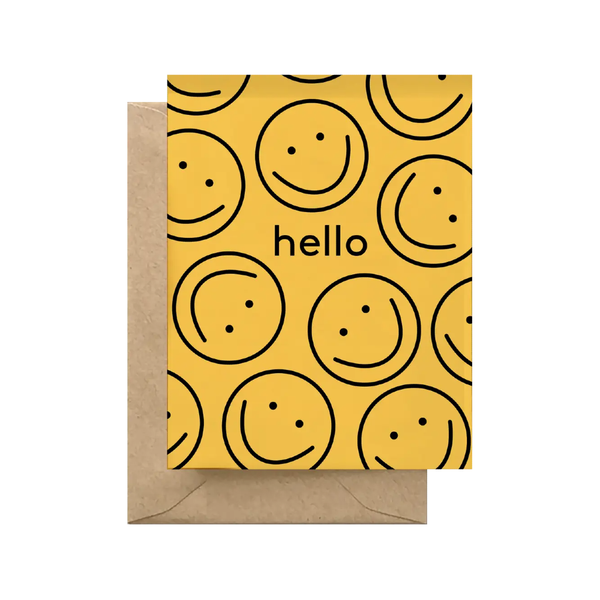 Hello Smiley Face Pattern Blank Card Spaghetti & Meatballs Cards - Any Occasion