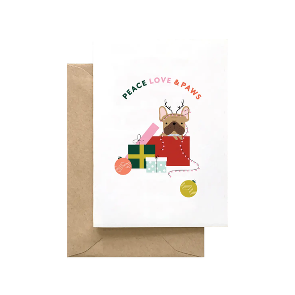 Peace Love And Paw Christmas Card Spaghetti & Meatballs Cards - Holiday - Christmas