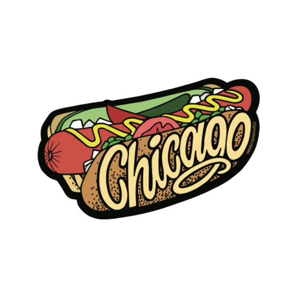 Chicago Hot Dog With Lettering Magnet Sprouted Scribbles Home - Magnets