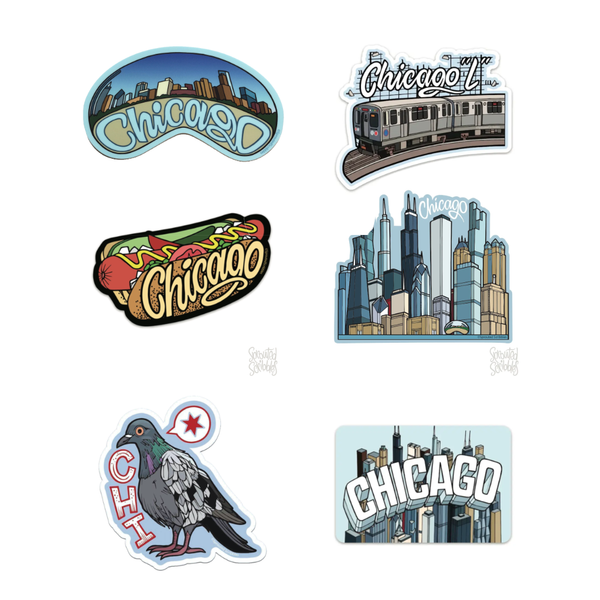 Chicago Die Cut Stickers from Sprouted Scribbles Sprouted Scribbles Impulse - Decorative Stickers