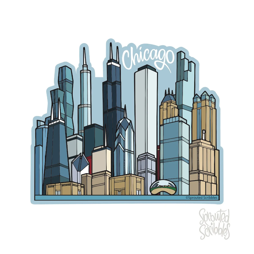 City Skyline Chicago Stickers from Sprouted Scribbles Sprouted Scribbles Impulse - Decorative Stickers