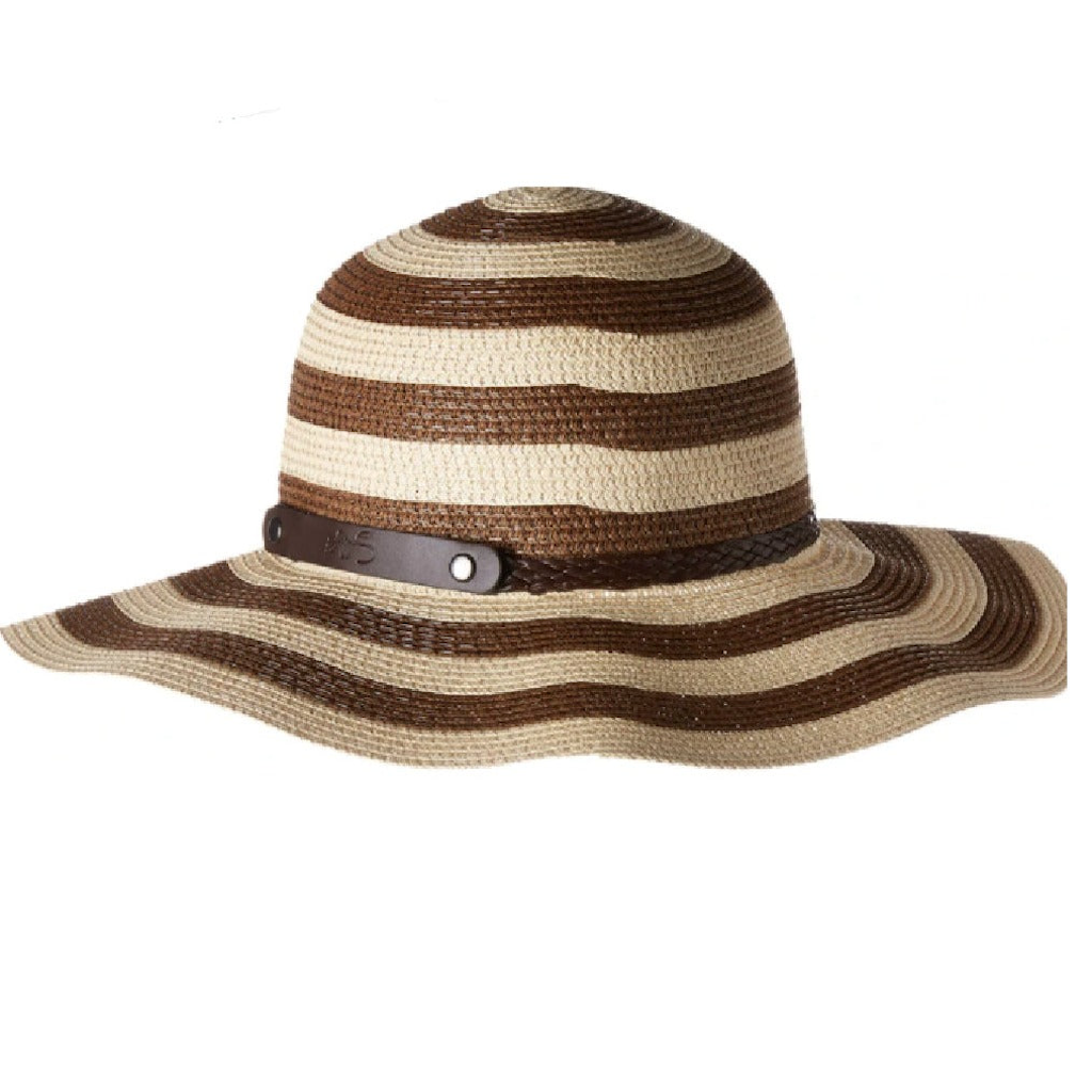 Striped Brown Coast To Coast Roll-N-Go Sun Hat Sunlily Apparel & Accessories - Summer - Adult - Hats