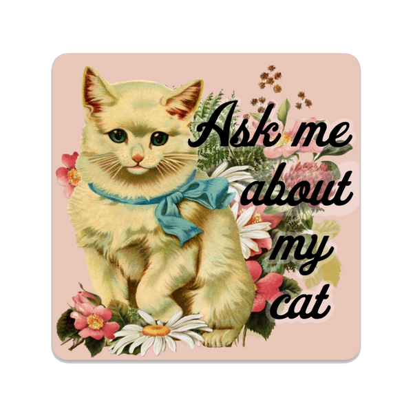 Ask Me About My Cat Retro Sticker The Coin Laundry Impulse - Decorative Stickers